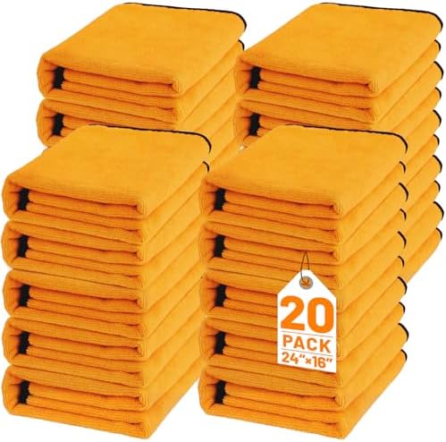 20 Pack Microfiber Car Drying Towel, 24" x 16" Microfiber Cleaning Towels by UZLUbuywithconfidence