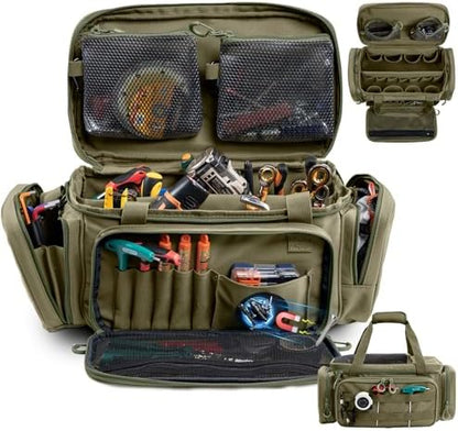 Heavy Duty Tool Bag Organizer with Strong Magnets & Detachable Pouches, Tactical Tool Tote for Men, Multiple Pockets, Anti-Friction Bottom Utility Tool's Bag for Electrician,Mechanic by FRECOLSH