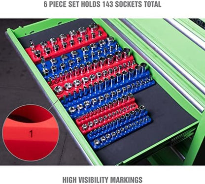 OEMTOOLS 6-Pc Metric & SAE Magnetic Socket Tray Set Holds 143 Sockets - Image 6
