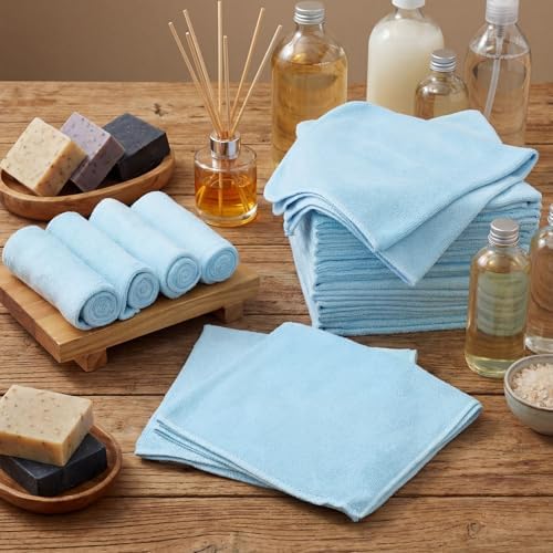 Nuenen Car Microfiber Clean Cloths, Light Blue, 16 x 16 Inch, 60 Pcs - Image 2