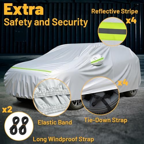 Favoto Car Cover Waterproof All Weather Windproof for Hatchback 157-171’’ - Image 5