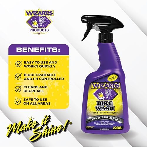 Wizards Motorcycle Cleaning Kit - Bike Wash Foam and Rinse, Quick Detailer Spray, and Bug Remover with Fiber Cloth and Detailing Bag - Portable Motorcycle Wash Kit with Accessories - Image 4