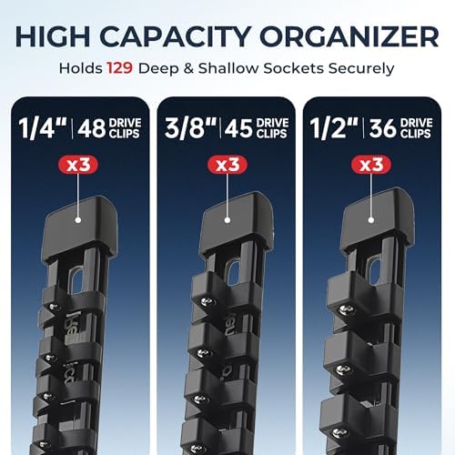 Reniteco 9-Pack Socket Organizer Set, 1/4" x 48 3/8" x 45 1/2" x 36 Clips - Image 2