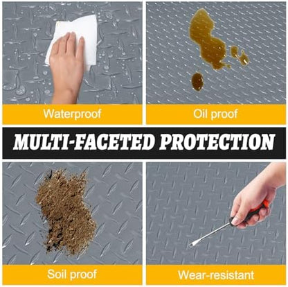 Grandroad auto 8x25 FT Garage Floor Mat, 2.8mm Thickened Flooring Roll for Under Car Diamond Plate PVC Rubber Mat with 20 Pcs Tapes, Non-Slip Floor Mat for Garage, Warehouse, Gyms, Trailer, Gray - Image 7