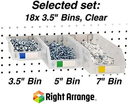 Pegboard Bins – 18 Pack Clear - Hooks to Any Peg Board - Organize Hardware, Accessories, Attachments, Workbench, Garage Storage, Craft Room, Tool Shed, Hobby Supplies, Small Parts - Image 4