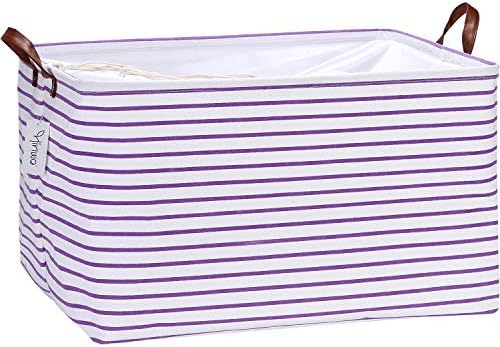 Hinwo 70L Extra Large Canvas Storage Bin with Lid and Handles by Hinwo