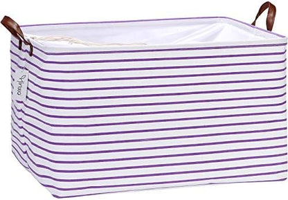 Hinwo 70L Extra Large Canvas Storage Bin with Lid and Handles by Hinwo