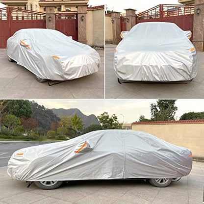 SEAZEN Car Cover 6 Layers, Waterproof Sedan Car Cover with Zipper Door, Snowproof/UV Protection/Windproof, Universal Car Covers Breathable Fabric with Cotton (201" to 209") - Image 6