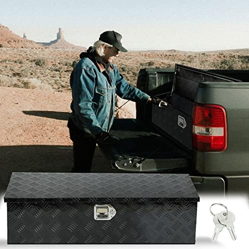 BLACKHORSE-RACING 39 x 13 x 10 Inches Heavy Duty Truck Bed Tool Box，Diamond Plate Trailer Pickup Truck Bed ATV Storage Organizer Toolboxes, Black - Image 6