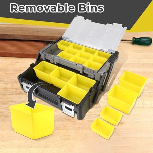 Olympia Tools 18 Inch Portable Plastic Cantilever Tool Box Organizer with Removable Compartments, Great Organization and Storage for Hardware, Assorted Nails, Dowels, Washers, Screws, Nuts and Bolts - Image 5