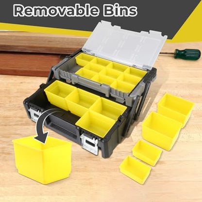 Olympia Tools 18 Inch Portable Plastic Cantilever Tool Box Organizer with Removable Compartments, Great Organization and Storage for Hardware, Assorted Nails, Dowels, Washers, Screws, Nuts and Bolts - Image 5