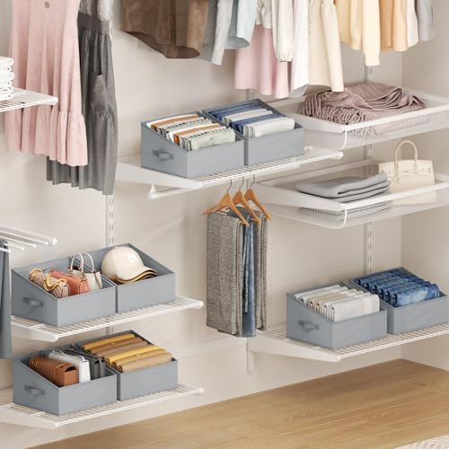 DIMJ Closet Storage Bins 12 Pack - Fabric Storage Baskets for Shelves, Collapsible Clothes Organizer with Handles, Trapezoid Shelf Organization Storage Cubes for Purse, Toys, Books, Towel, Clothes - Image 3
