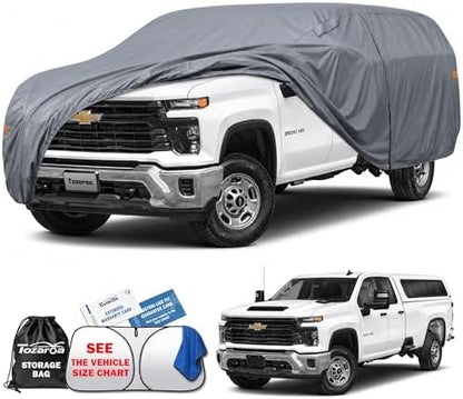 Truck Cover Waterproof All-Weather,Outdoor Full Exterior Pickup Covers for Truck Cover with Camper Shell Topper 242-262 inch,with Windshield Sun Shade,Size T7+ (See SizeChart) by Unknown