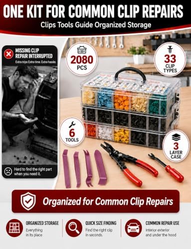 2080PCS Car Retainer Clips & Fasteners Kit, 33 Sizes Car Clips with Tools - Image 2