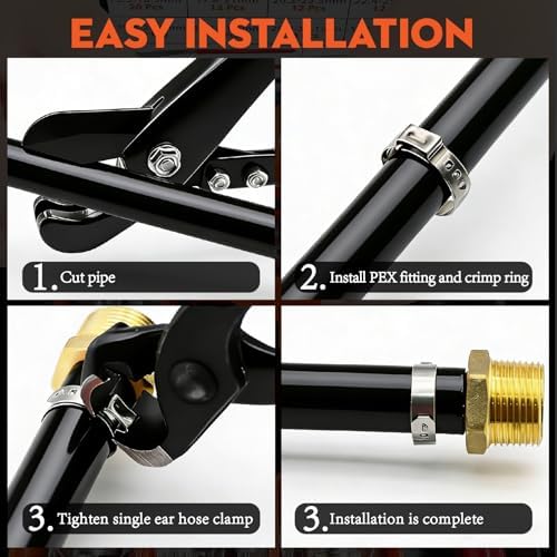 560PCS Single Ear Hose Clamp Kit w/Crimping Pliers for Auto,PEX,RV - Image 6