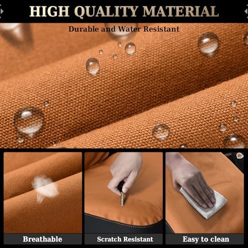 Coverado Car Seat Covers Front, Canvas Universal Seat Covers for Cars, 2-Pack Car Seat Cushions, Auto Seats Protectors for Kids & Dogs, Driver Seat Covers Fit for Most Vehicles Trucks SUVs/Khaki - Image 3