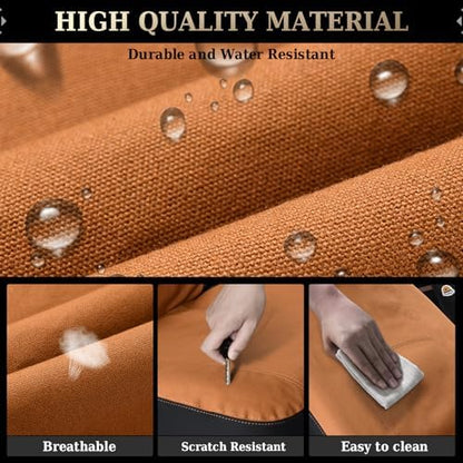 Coverado Car Seat Covers Front, Canvas Universal Seat Covers for Cars, 2-Pack Car Seat Cushions, Auto Seats Protectors for Kids & Dogs, Driver Seat Covers Fit for Most Vehicles Trucks SUVs/Khaki - Image 3