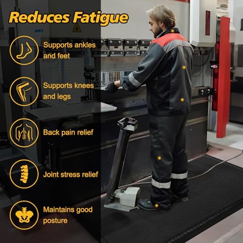 Nisorpa Anti Fatigue Mats Industrial 2' x 3' Ergonomic Standing Mat 15/16" Extra Thick Heavy Duty Commercial Diamond Plate Shop Floor Mat Support for Leg & Back Pain, Black - Image 7