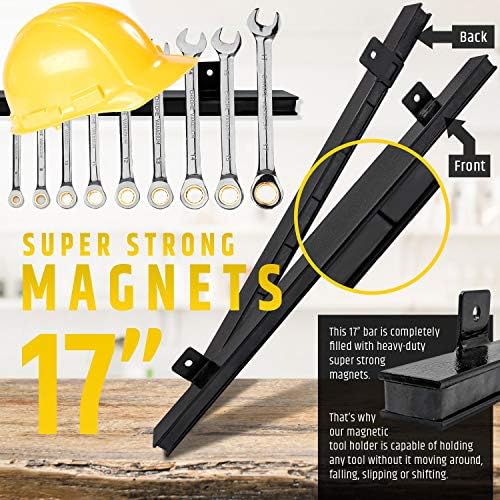 HMmagnets 17" Heavy-Duty Magnetic Tool Holder (Upgraded Version) - Extremely Powerful Magnetic Pull Force to Hold Heavy Tools - Professional Space-Saving Magnetic Bar - Tool Organizer Rack/Strip - Image 3