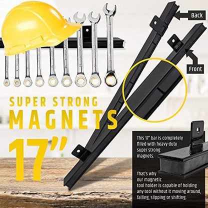 HMmagnets 17" Heavy-Duty Magnetic Tool Holder (Upgraded Version) - Extremely Powerful Magnetic Pull Force to Hold Heavy Tools - Professional Space-Saving Magnetic Bar - Tool Organizer Rack/Strip - Image 3