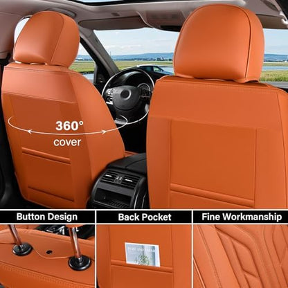 Coverado Seat Covers, Car Seat Covers Front Seats, Leather Seat Covers for Cars, Automotive Seat Covers Car Seat Protector Car Seat Cushion Universal Fit for Most Sedans SUV Pick-up Truck(Orange) - Image 2