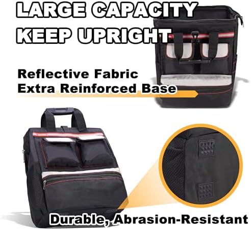 Backpack Tool Bag with Padded Back Support Heavy Duty Tool Kit Carrier Storage Bags for Electrician, Plumber, HVAC, Cable Repairman - Image 2