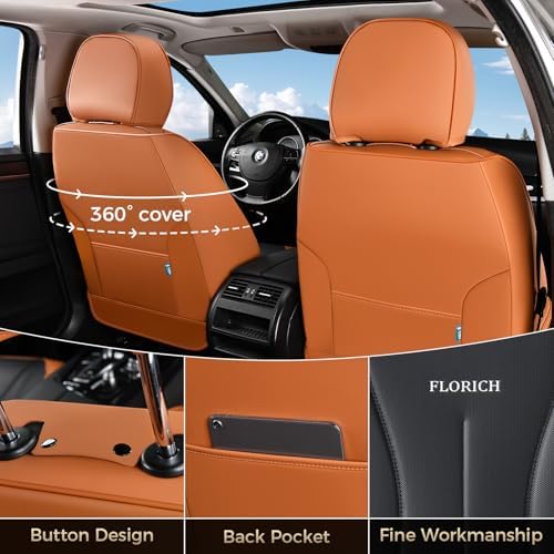FLORICH Seat Cover, Car Seat Covers Full Set, Waterproof Leather Car Seat Protector 5 Seats, Front and Rear Seat Covers for Cars, Automotive Seat Covers Protector Fit for Most Cars Trucks SUV - Image 3