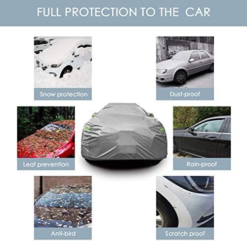 Car Cover Waterproof All Weather for Auto Ful Outdoor Car Covers 210T Lightweight Breathable Covers for Car UV Protection/Windproof/Dustproof/Scratch Resistant Universal Fit for SUV (Up to 209”L) - Image 2