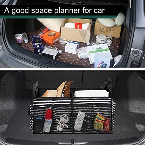 Femuar Car Trunk Organizer,Car Storage Organizer with 72L Large Capacity Waterproof Collapsible and 11 Pockets,Trunk Organizer for Car Suv/Jeep/Sedan, Large Size, Stripe - Image 6