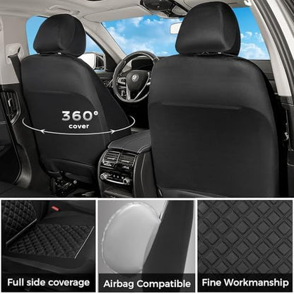 FLORICH Seat Covers, Front Seat Covers 2 PCs, Automotive Seat Cover for Cars, Luxury Leather Universal Seat Cover Accessories Fit for Most Cars SUV Truck Sedans(Black) - Image 3