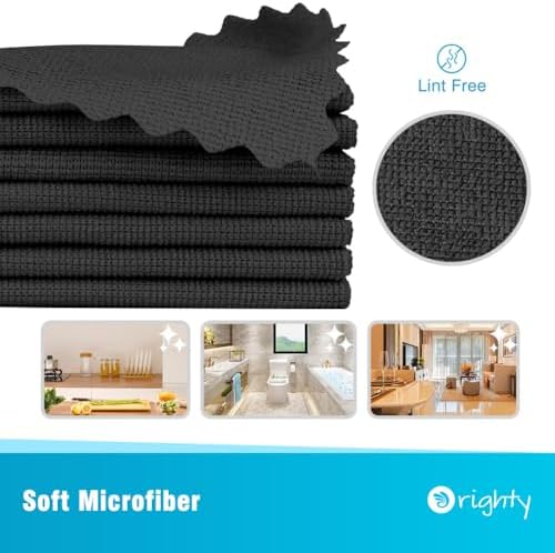 Orighty Microfiber Cleaning Cloth Bulk, 400 Pack Black Shop Towels - Image 2