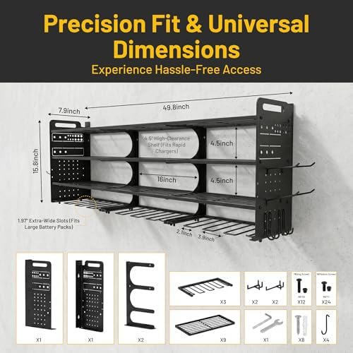 49.8" Power Tool Organizer Wall Mount, 4-Tier Garage Tool Storage Rack - Image 7