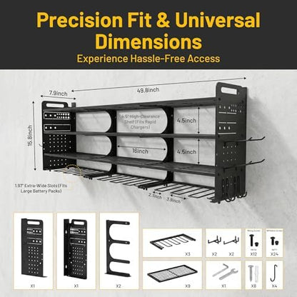 49.8" Power Tool Organizer Wall Mount, 4-Tier Garage Tool Storage Rack - Image 7
