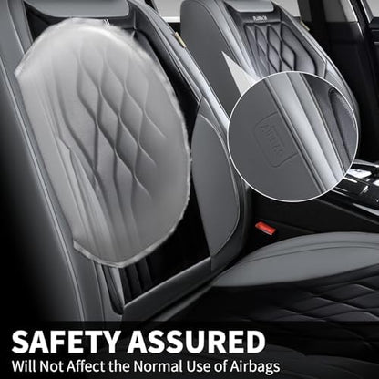 FLORICH Car Seat Covers Full Set, Leather Car Seat Protector, Waterproof Automotive Seat Cover with Anti-Slip Padded, Airbag Compatible, Universal Seat Covers Fit for Most Car - Gray&Black - Image 3