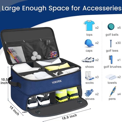 YOREPEK Golf Gifts for Men, 2 Layer Golf Trunk Organizer for 2 Pair Shoes - Image 4