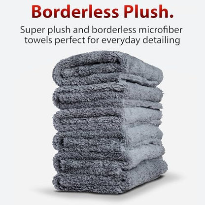 Adam's Borderless Grey Microfiber Towel (6pk) - Premium Ultra Soft Car Detailng Towel Cloths, 480gsm - Safe for Car Wash, Home Cleaning & Pet Drying Cloths (16 Inch x 16 Inch) - Image 2