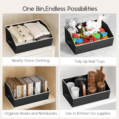 Homsorout Large Closet Organizers and Storage Bins - 10 Pack Trapezoid Storage Baskets for Shelves, Foldable Fabric Baskets with Handles Ideal for Closet, Basket, Wardrobe and Shelf Storage, Black - Image 6
