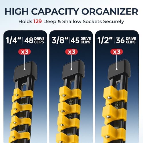 Reniteco 9-Pack Socket Organizer Set, 1/4" x 48 3/8" x 45 1/2" x 36 Clips - Image 2