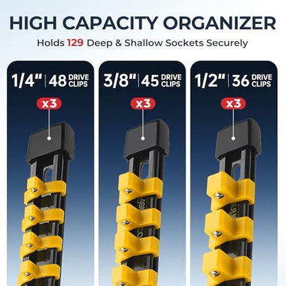 Reniteco 9-Pack Socket Organizer Set, 1/4" x 48 3/8" x 45 1/2" x 36 Clips - Image 2