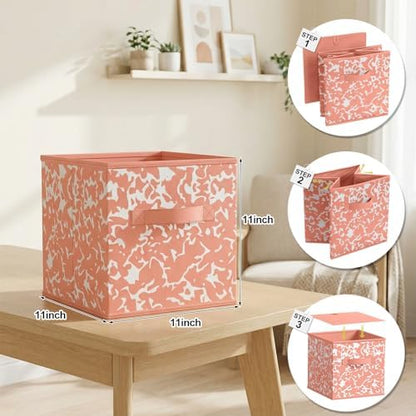 LemonRoad 6 Fabric Cube Storage Bin 11'' Classroom Bin, Macaron, Classic - Image 2