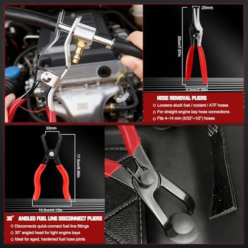 18-Piece Automotive Fuel Line Disconnect Tool Kit & Hose Clamp Pliers Set with Fuel Line Pliers, Hose Removal Pliers, Relay Puller Pliers, Panel Clip Pliers, Pinch-Off Clamps, Trim Tools & Toolbox - Image 6