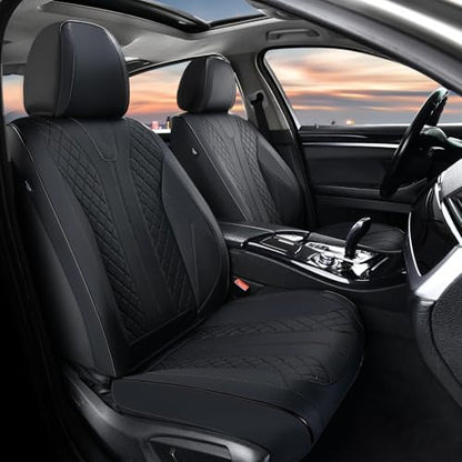 FLORICH Leather Automotive Seat Covers, Waterproof Seat Covers, Black Front Car Seat Cover, Full Coverage Car Seat Covers 2 Pack Car Seat Cushion Protector Universal Fit for Most Cars SUV Trucks by FLORICH