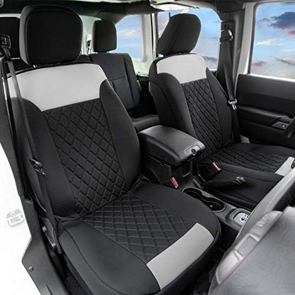 FH Group Car Seat Cover Cushion - 2 Pack Seat Covers for Cars Trucks SUV, Gray Black Car Seat Covers Neosupreme Car Seat Cushions, Durable Car Seat Cover Cushion, Universal Fit Car Seat Protector - Image 2
