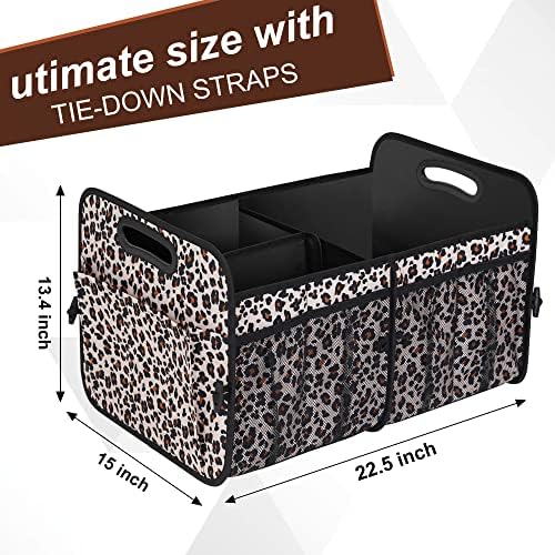 Femuar Car Trunk Organizer, Large Capacity Collapsible Trunk Storage with 11 Pockets, Waterproof, Non-Slip, Suitable for Car, SUV, Truck, Van, Jeep, Sedan, Leopard Print - Image 3