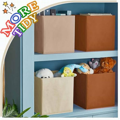 Yinder 12 Pcs Cube Storage Bin, Brown 10.5''x10.5''x11'' Storage Cubes - Image 6