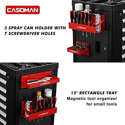 CASOMAN 4PCS Red Magnetic Toolbox Shelf, Tray, Paper Towel Holder, Variety of Use, Durable, Magnets Any Metal Surface - Image 6