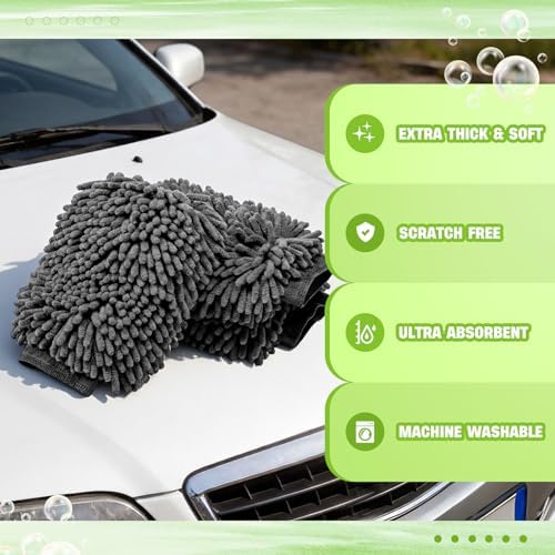 24 Pack Car Wash Mitts Bulk Microfiber Wash Mitts, Grey - Image 6