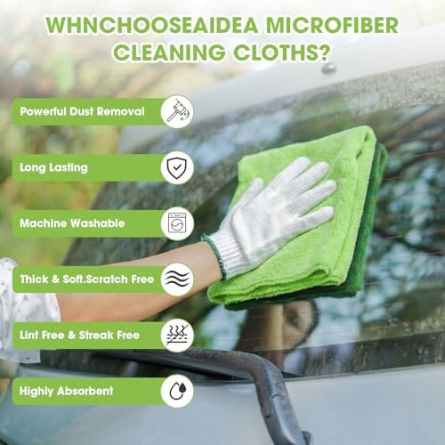 Shimeyao 30 Pcs 16 x 16 Inch Edgeless Microfiber Plush Towels for Cars Detailing Drying Wash Polishing Absorbent Cleaning Cloths, 500 GSM(Green) - Image 4