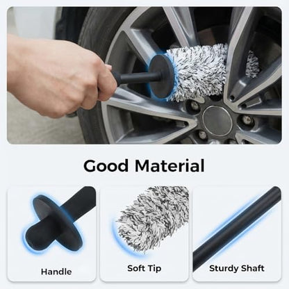 Wheel Barrel Cleaning Brush,2026 New Long Handle Microfiber Wheel Brush Car Duster,Lightweight Rim Detailing Tool for Narrow Spokes & Brake Calipers (Blue Brush/2pcs) - Image 4