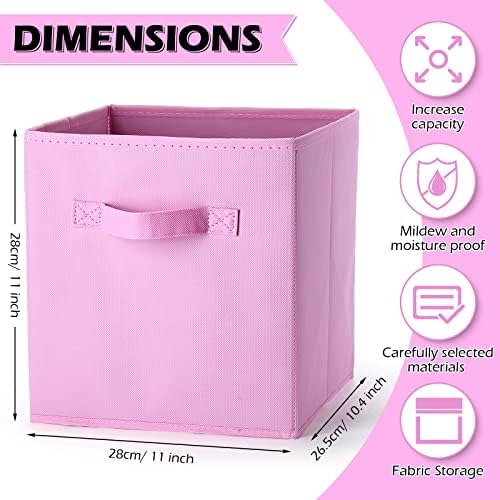 Gerrii 11 Inch Fabric Storage Cubes - 12 Pack Sturdy Collapsible Bins with Handle - Foldable Baskets for Organizing Clothes, Toys, Books -12 Colors Storage Baskets for Shelves, Room, Closets - Image 2